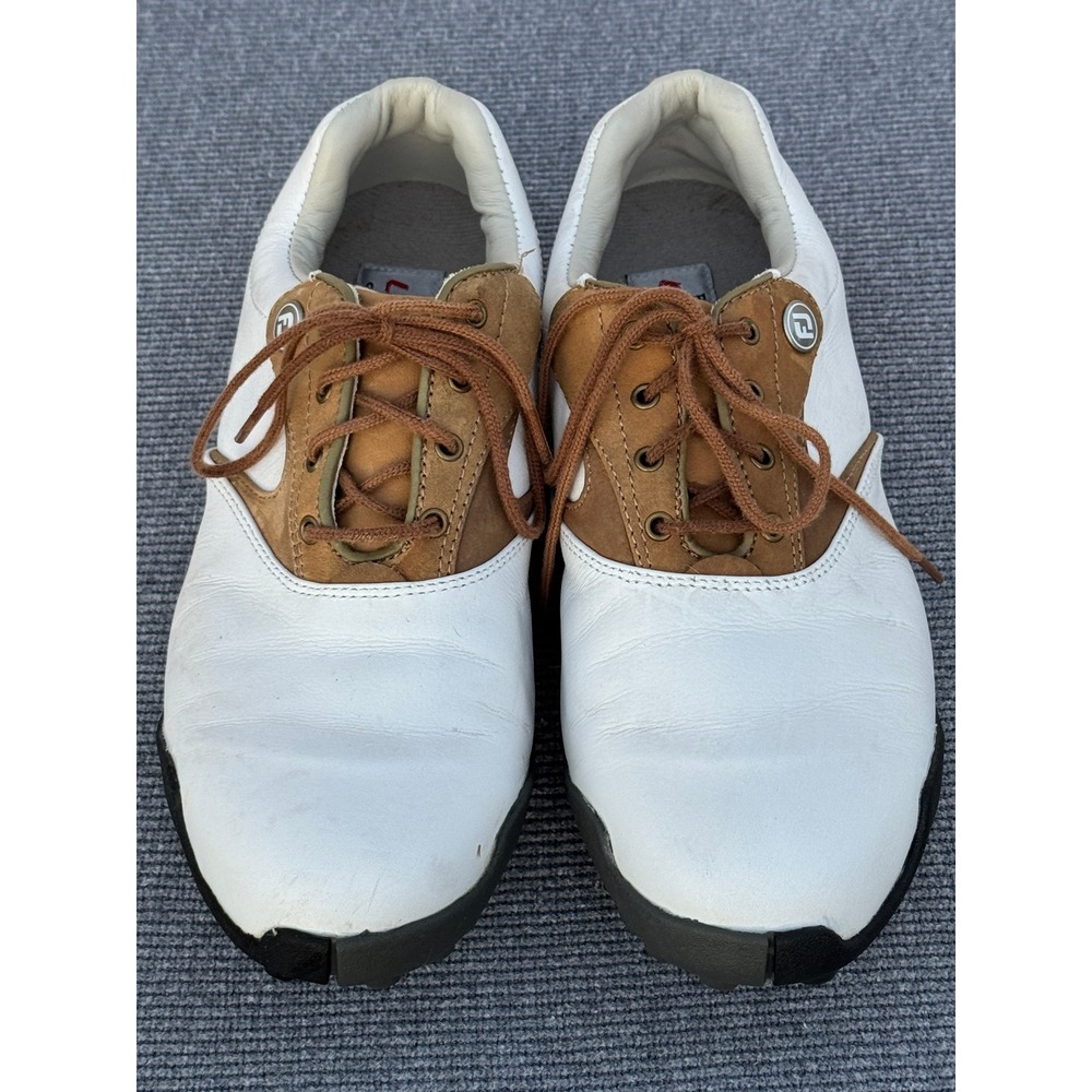 FootJoy LoPro Collection Golf Shoes Mens 7 M White Tan Leather Spiked 97119